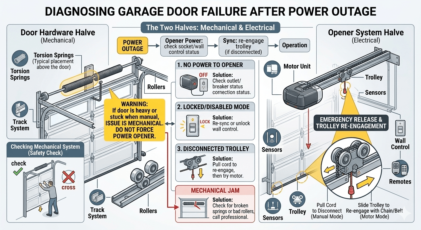 Garage door won't open after power outage