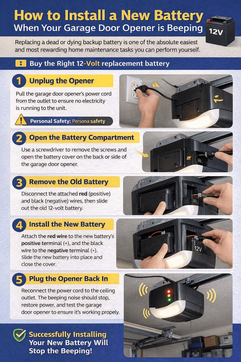 How to install a new battery when your garage door opener is beeping