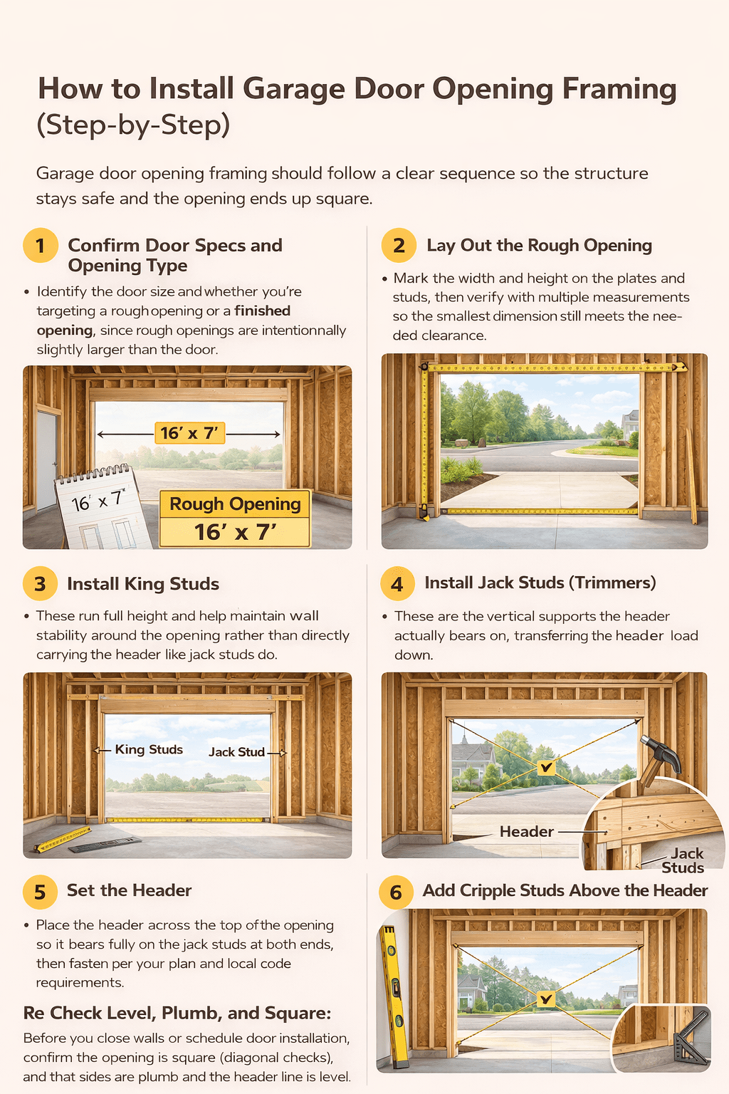 How to install garage door opening framing