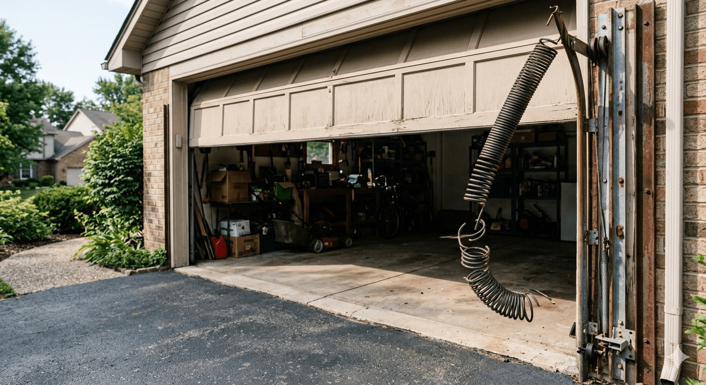 open garage door with broken spring (2)